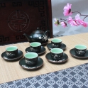 Bộ ấm chén Ala Phúc Lộc Thọ - Vượng Khang Ninh (Men xanh)