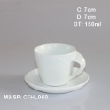 Cốc tách cafe quai xoắn kèm đĩa kê (Trắng)