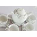Ấm chén dáng Minh Long viền hoa bạch kim 700ml (Trắng)