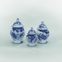 Bộ 03 chóe bằng sứ Bát Tràng trong bộ đồ thờ tâm linh (Xanh cổ)