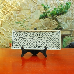 Khay bánh mỳ men xanh đồng vẽ bèo Khay bánh mỳ men xanh đồng vẽ bèo