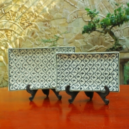 Khay chữ nhật vẽ bèo hai cỡ S1 S2 (Xanh đồng) Khay chữ nhật vẽ bèo hai cỡ S1 S2 (Xanh đồng)