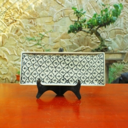 Khay chữ nhật đại men xanh đồng vẽ bèo  Khay chữ nhật đại men xanh đồng vẽ bèo