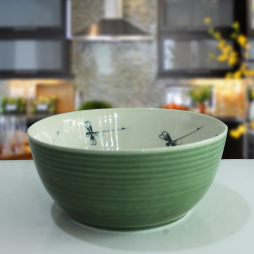 Bát tô đáy men xanh đồng vẽ chuồn  Bát tô đáy men xanh đồng vẽ chuồn