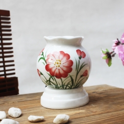 Đèn xông tinh dầu họa tiết hoa đơn đỏ bé