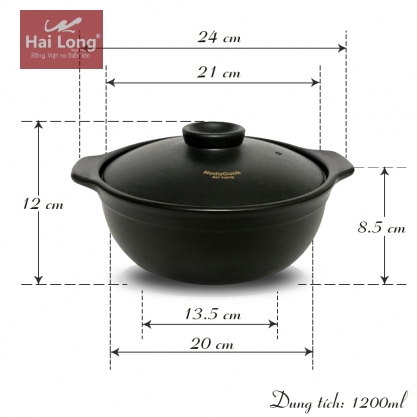Nồi sứ tráng men kho cá 1.2L NodaCook Bát Tràng