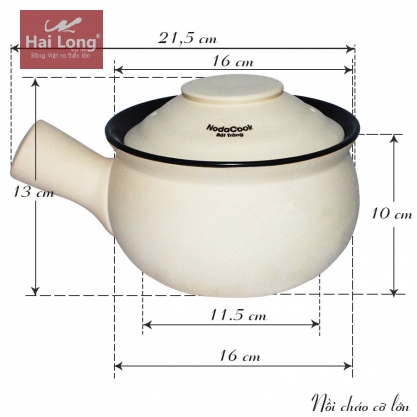 Nồi đất có tay cầm nấu món cháo ếch Singapore 1 lít