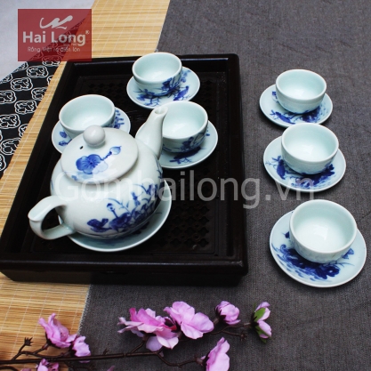 Tách uống trà đẹp dáng quả hồng xanh giả cổ