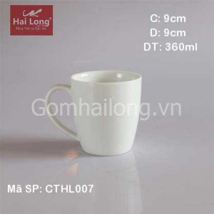 Cốc sứ dáng bầu cao cấp Bát Tràng (Trắng)