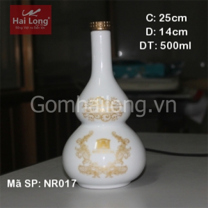 Nậm rượu sứ Bàu đá Bình Định hồ lô 