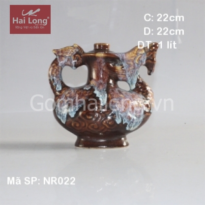 Nậm rượu bằng sứ hình thuyền Rồng đẹp