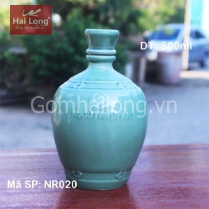 Nậm rượu sứ dáng bầu (Xanh ngọc)