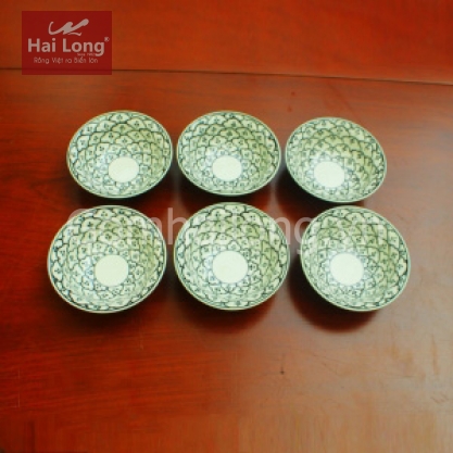 Bát ăn chè men xanh đồng vẽ bèo 