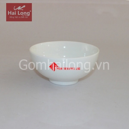 Bát sứ ăn cơm in logo quà tặng (Trắng)