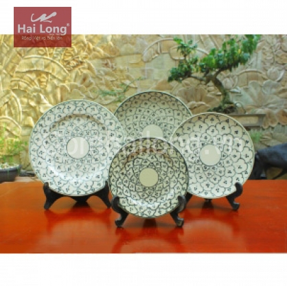04 cỡ Đĩa tròn vẽ bèo (Xanh đồng)
