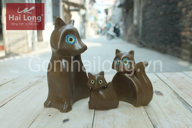 Tượng sứ chú mèo cách điệu 