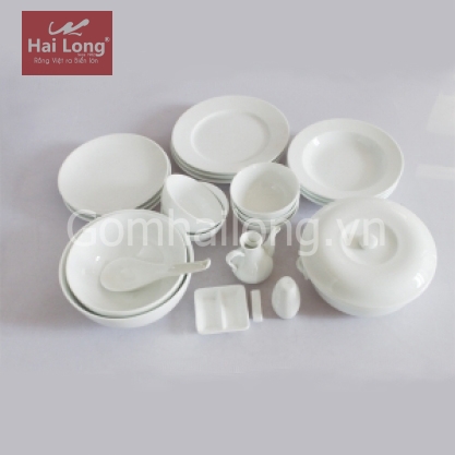 Set 22 sản phẩm bộ đồ ăn sứ cao cấp (Trắng)