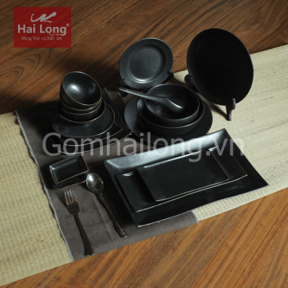 Bộ đồ ăn 18 sản phẩm bằng sứ cao cấp (Đen)