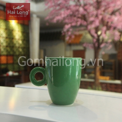 cốc cà phê quai tròn men xanh lá
