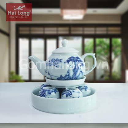 ấm chén pha trà gốm sứ Hải Long Bát Tràng
