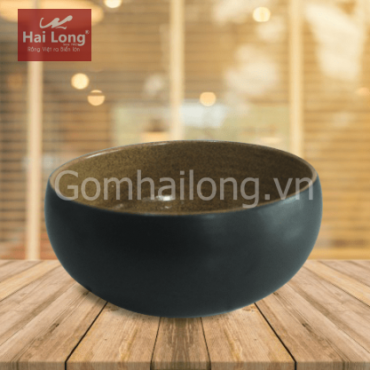 Bát tô nông số 3 đen lòng gốm 