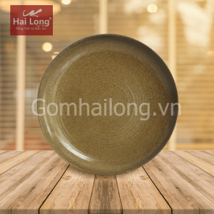 Đĩa tròn phi 24 đen lòng gốm