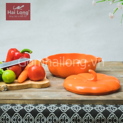 Nồi đất NodaCook Bí ngô chống dính 650ml (Cam)