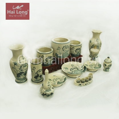 Bộ đồ thờ men rạn gốm sứ Bát Tràng