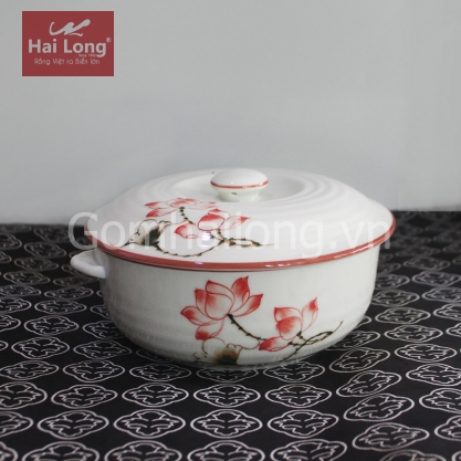 Âu cơm bằng sứ cao cấp Bát Tràng vẽ tay Sen chỉ hồng (Kem) Âu cơm bằng sứ cao cấp Bát Tràng vẽ tay Sen chỉ hồng (Kem)