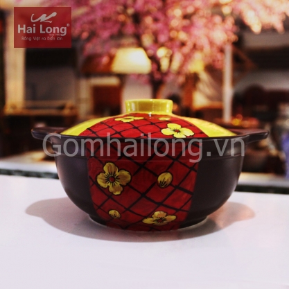 Nồi Happy House đỏ - NodaCook - 1000ml (Nâu nắp vàng)