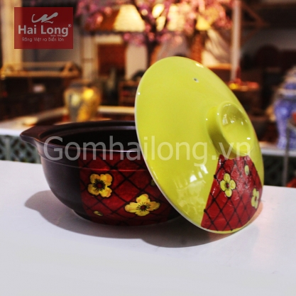 Nồi Happy House đỏ - NodaCook - 1200ml (Nâu nắp vàng)