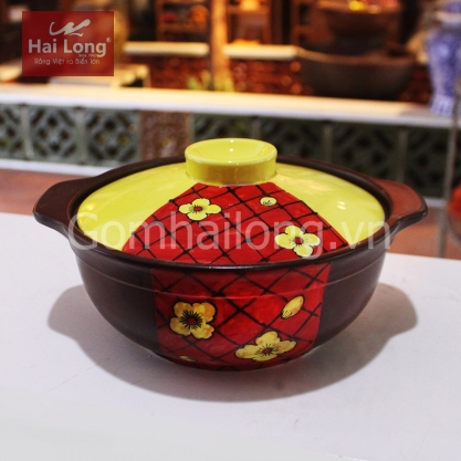 Nồi Happy House đỏ - NodaCook - 1200ml (Nâu nắp vàng)