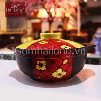 Nồi Happy House đỏ - NodaCook - 1200ml (Nâu nắp vàng)