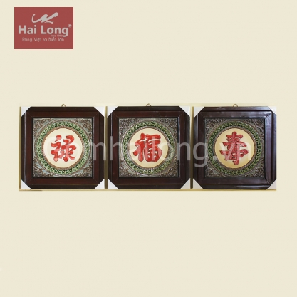 Tranh sứ vuông Phúc Lộc Thọ thư pháp