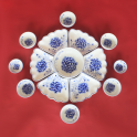 Bộ bát đĩa hoa mặt trời vẽ Cẩm Tú Cầu xanh lam - gốm sứ thủ công tại Bát Tràng