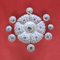 Bộ bát đĩa hoa mặt trời họa tiết Phù Dung xanh lam - gốm sứ thủ công tại Bát Tràng