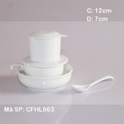 Phin pha cà phê bằng sứ men trắng gốm Hải Long