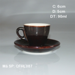 Tách cafe sứ Espresso TBN 80ml tinh tế (Nâu đậm)