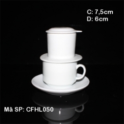 Bộ phin kèm tách cafe & đĩa kê (Trắng)
