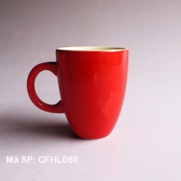 Cốc latte dáng Ý quai C men đỏ