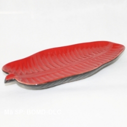 Đĩa sứ dáng lá chuối để Sallat, cá nướng (Đỏ)