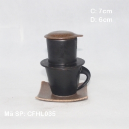 Bộ phin, tach quai xoắn kèm đĩa kê lòng gốm (Đen)