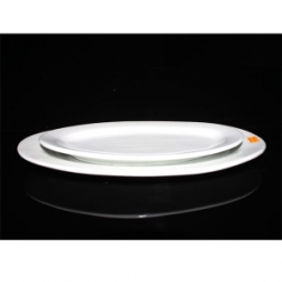 Bộ 02 đĩa sứ bầu dục hai cỡ cao cấp Bát Tràng (Trắng)