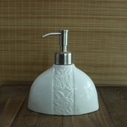 Bình phịt bầu khắc hoa nổi (Trắng)