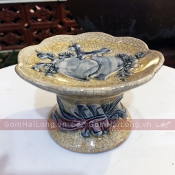 chân nến men rạn bóng hoàng lưu ly gốm sứ Hải Long