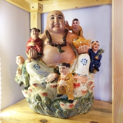 Tượng Phật Di Lạc Ngũ Phúc cao 40cm bằng sứ
