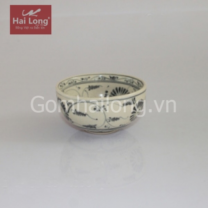 Bát cơm sứ vẽ hoa cúc hoa văn tam thái cổ - Bát Tràng