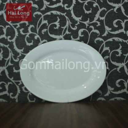 Đĩa sứ bầu dục dài 30cm (Trắng)